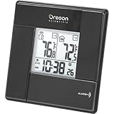 Oregon Scientific RAR381-BK Wireless Indoor/Outdoor Thermometer with Digital Clock, Black