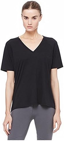 BELLA LUXX Womens Basic V Neck Short Sleeve Tee Sz M Black 210561F