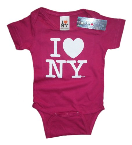 I Love NY New York Baby Infant Screen Printed Heart Bodysuit Hot Pink Medium ...