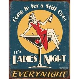Ladies Night Vintage Bar Metal Antique Nostalgic Collectible Tin Sign