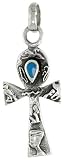 Sterling Silver 15/16 (24 mm) Ankh Pendant w/ Recon. Turquoise