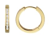 Huggie Hoop Diamond Earrings 1/10 ctw in 10K Yellow Gold (7/16 inch)