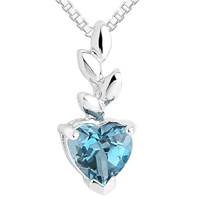 Heart Cut London Blue Topaz Pendant Necklace Sterling Silver by Blue-Topaz Necklaces