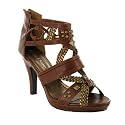 E79 New Ladies Tan Gladiator Heeled Zip Shoes Sz 3-8
