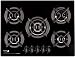 Fagor 5CFI-5GL NAT 70cm Gas Hob on Glass Edge with Wok Burner