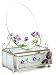 Butterfly & Flower Glass Jewelry Trinket Box with Mirror
