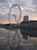 The London Eye Reflected in the River Thames in the Early Morning, London, England, UK Art Photographic Poster Print by Neil Emmerson, 9x12