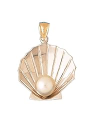 CleverEves 14K Gold Pendant 3-D Shell with Pearl 6.6 - Gram(s)