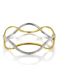 1.1 ct Diamond & White/Yellow Gold Wave Bangle