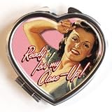 Womens Hand Made Retro "Cose Up Heart" Compact Mirror Case