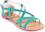 Qupid Athena-488 Strappy Colorblock Flat Sandal