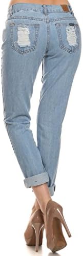 American Blue Women's Loose Fit Rolled Up Ripped Boyfriend Distressed Jean Size 5