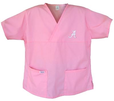 University of Alabama Pink Scrubs Tops SHIRT -Size SM Alabama Crimson Tide For HER -Officially Licensed NCAA College Logo Apparel Unique GIFT Ideas For Mom Nurses Ladies Students Graduation