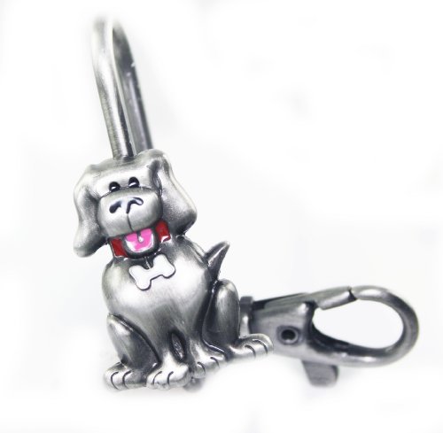 Adorable Alexx Inc Gray/Pewter Puppy with Bone Collar Key Clip/Finder Key Chain for Keys