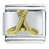 Golden Italian Charm Bracelet Hockey Sticks Sports