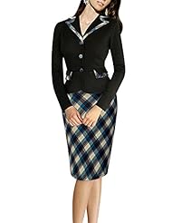 Sexy Plaid Print Long Sleeves Cotton/Polyester/Spandex Vintage Lace Cocktail Knee Length Homecoming Dress/Party Dress 