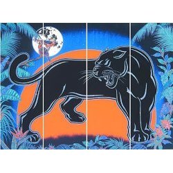 Black Panther Wall Mirror (Multicolored) (36"H x 48"W x .50"D)