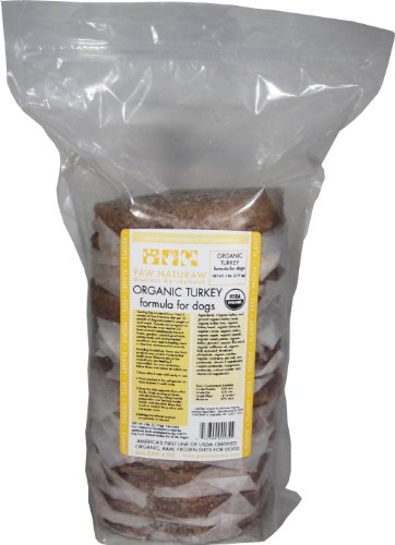 Frozen Dog Food:Paw Naturaw Organic Turkey Formula for Dogs, Patties (Pack of 5)