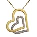 18k Yellow Gold Plated Sterling Silver Swirl Double Open-Heart Interlocking Pendant Necklace, 18