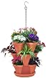 Stackable Planter, 3 Tier, Terracotta Color, Hanging Chain, Flowers, Greenery or Herb Garden.