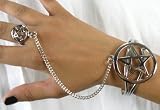 Star Pentagram Slave Bracelet W/ring Gothic Chain Metal