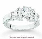 14k White Gold Side Stone 1/3Ct Diamond Engagement Ring