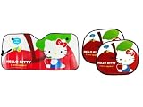 Auto Sun Shade Gift Set Hello Kitty Loves Apple - 1 Aluminum Air Bubble Folding Sun Shade for Cars and 1 Spring Sun Shade for Cars