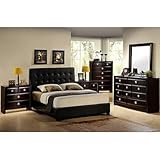 Ambassador King 4-Piece Bedroom Set (Black Leather/Dark Java Cherry)
