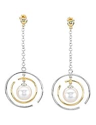 14K Two-Tone Gold Cultured Pearl Earrings -- LIFETIME WARRANTY