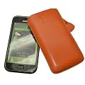 Suncase Ledertasche (Lasche mit R�ckzugfunktion) f�r Samsung i9000 Galaxy S / i9001 Galaxy S Plus orange