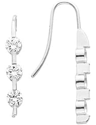 14K White Gold Three-Stone Diamond Earrings - 1.00 Ct. Total Weight -- LIFETIME WARRANTY