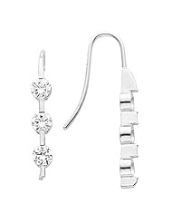 14K White Gold Three-Stone Diamond Earrings - 1.50 Ct. Total Weight -- LIFETIME WARRANTY