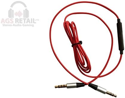 Red 1.2m Replacement Audio Cord/Cable for Skullcandy® Hesh 2.0 On-Ear Headphones with Remote volume control and Mic for iphone-Gold Plated