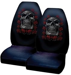 Tribal Tattoo Skull Day of the Dead Front Bucket Licensed Seat Covers - One Pair