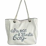 IM NOT A PLASTIC BAG REUSE CANVAS SHOPPING TOTE GRAY