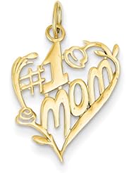 14k Yellow Gold #1 Mom Heart Charm