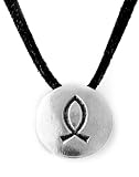 Pewter Engraved Fish Disk Pendant by Bob Siemon, 18"