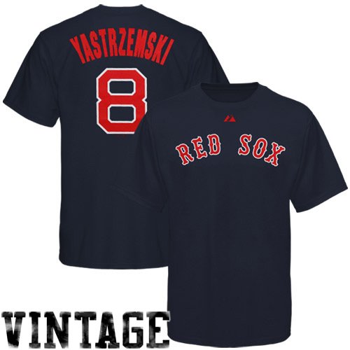 Majestic Carl Yastrzemski Boston Red Sox Youth #8 Cooperstown Player T-Shirt - Navy Blue (Small)