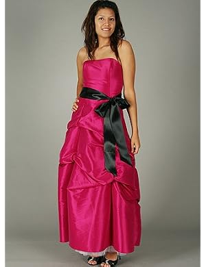 Tie-Waist Gathered Pick-Up Ball Gown for Bridesmaid Form