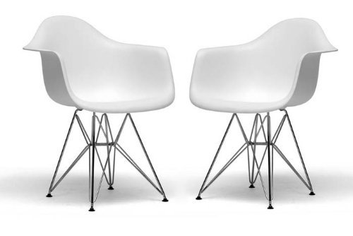 Baxton Studio Set of Two Dario Molded Plastic Chair, White DC-622C-WHITE