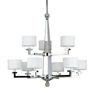 AF Lighting 6902-9H Candice Olson Chloe Candle Base Chandelier, Chrome with Cream Poly... by Candice Olson