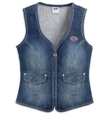 Harley-Davidson® Women's Pink Label Denim Vest. Rhinestone Embellishment. 99171-12VW