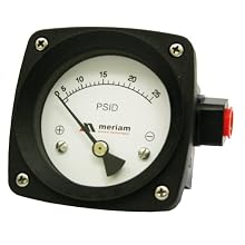 Meriam 200 Series 316 Stainless Steel Piston Gauge with Buna-N Seal, 0-50 psid Range, 4.5" Dial, +/- 2% Accuracy, 1/4" NPT Female Connection