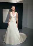 Satin-Faced Taffeta with Embroidered Trim Wedding Gown