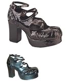 GOTHIKA-08, 3 1/2 Gothic Multiple Strap Platform Mary-Jane Shoe in Two Colors by Demonia
