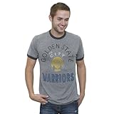 NBA Golden State Warriors Men's Vintage Tri-Blend Short Sleeve Ringer T-Shirt, Steel/Black/White, Large