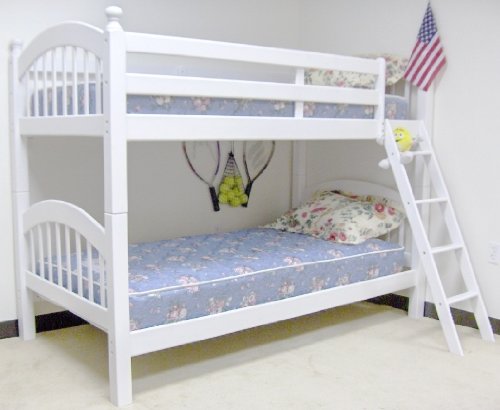 Imports Direct CM-BK524W New White Bunk Bed Bunkbeds Twin All Solid Wood Bedroom