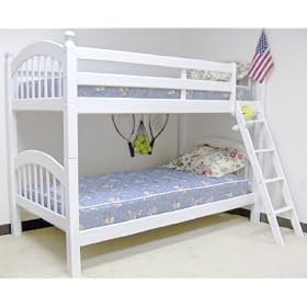 Imports Direct CM-BK524W New White Bunk Bed Bunkbeds Twin All Solid Wood Bedroom