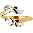 Solid 14K Yellow White Gold Elegant Cubic Zirconia Adjustable Toe Ring