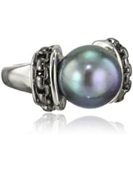 Honora "Dark Metro" Black Freshwater Cultured Pearl Ring, Size 7